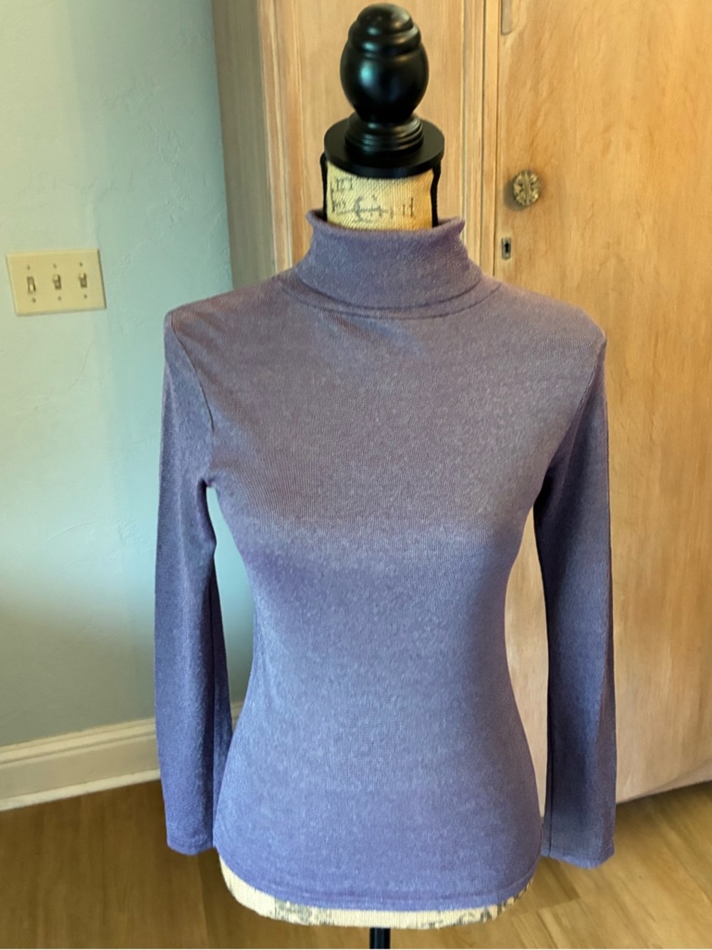 Vintage Michael Stars Y2K Turtleneck tee 2x1 shine, mulberry, OS